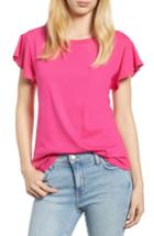 Women's Bobeau Flutter Sleeve Tee, Size - Pink