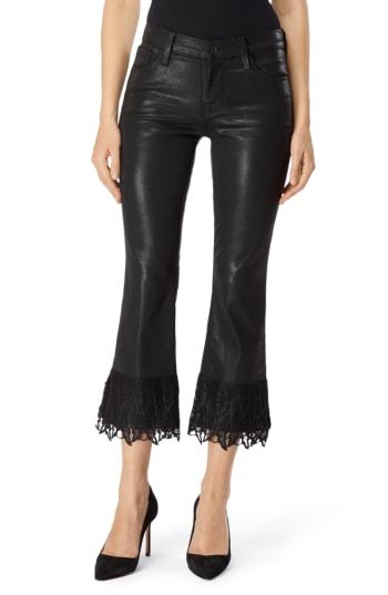 Women's J Brand Selena Lace Hem Coated Crop Bootcut Jeans