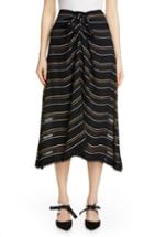 Women's Proenza Schouler Tie Front Stripe Crepe Skirt - Black