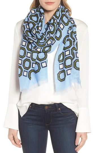 Women's Tory Burch Geo Scarf, Size - Blue