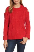 Women's Rdi Cold Shoulder Cable Sweater - Red