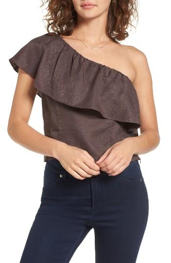Women's Astr The Label Ruffle One-shoulder Top - Grey