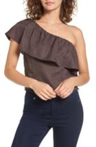 Women's Astr The Label Ruffle One-shoulder Top - Grey