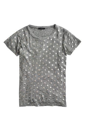 Women's J.crew Metallic Stars Tee, Size - Grey