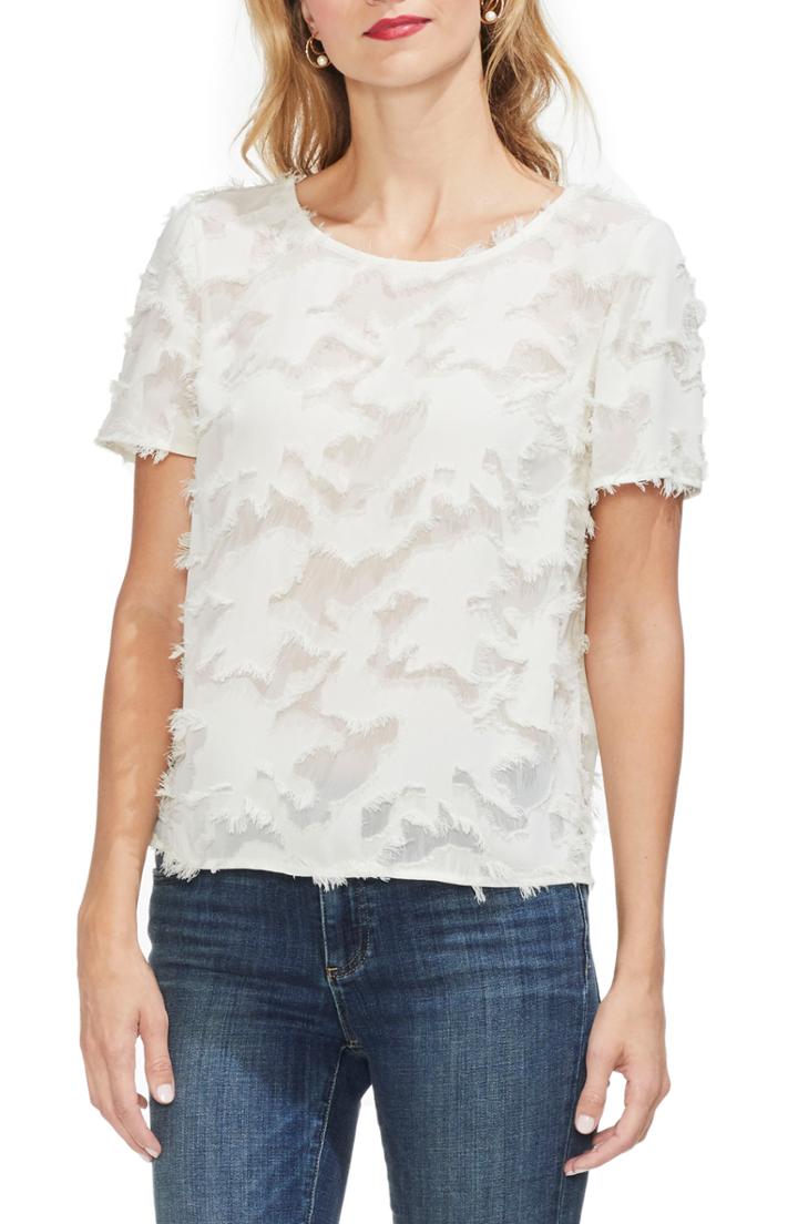 Women's Vince Camuto Fringe Camo Tee, Size - Ivory
