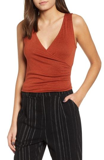 Women's Leith Faux Wrap Tank, Size - Brown