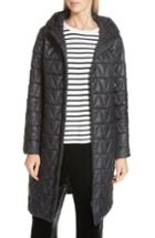 Women's Eileen Fisher Hooded Quilted Coat, Size - Black