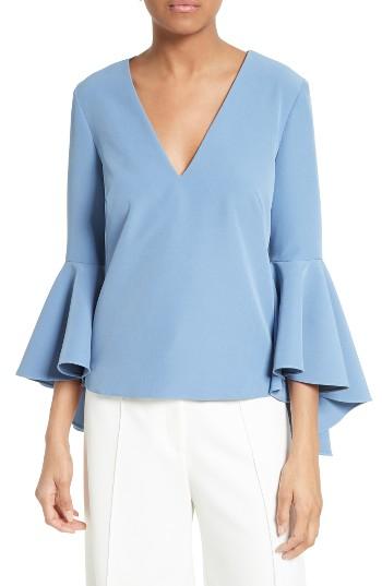 Women's Milly Nicole Bell Sleeve Italian Cady Top - Blue