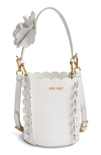 Miu Miu Leather Bucket Bag - White