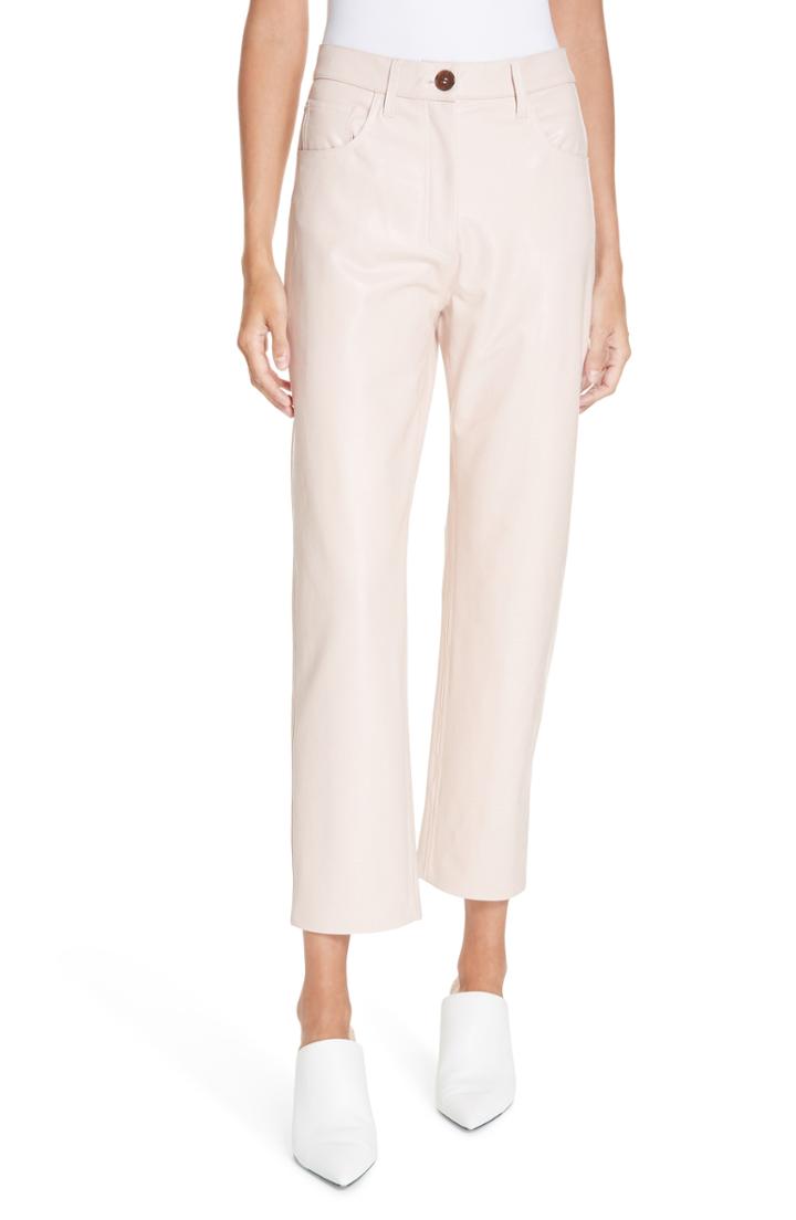 Women's Nanushka Ivy Faux Leather Straight Leg Pants - Pink