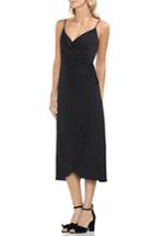 Women's Vince Camuto Soft Texture Faux Wrap Midi Dress, Size - Black