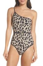 Women's Diane Von Furstenberg Belted One-shoulder One-piece Swimsuit - Beige