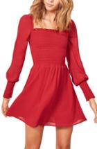 Women's Reformation Kelli Smocked Bodice Fit & Flare Minidress - Red
