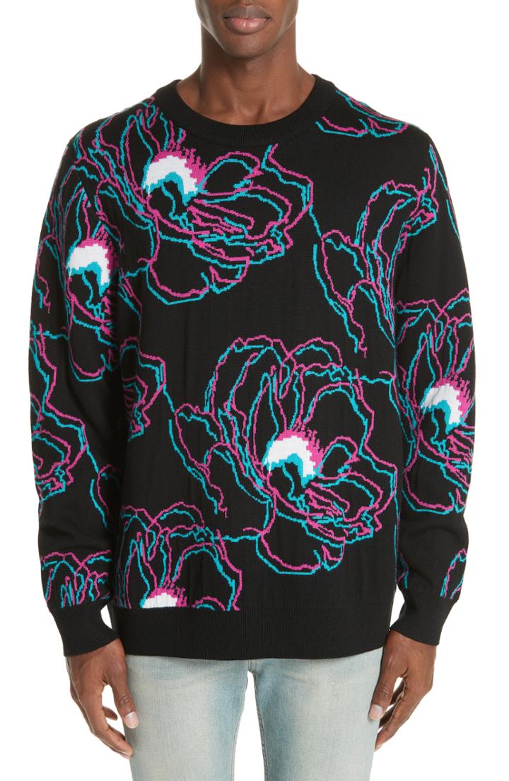 Men's Double Rainbouu 3d Flora Sweater - Black