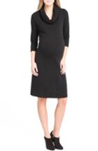 Women's Lilac Clothing Cowl Neck Maternity Dress - Black