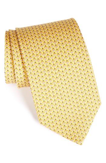 Men's Salvatore Ferragamo Geo Print Silk Tie, Size - Yellow