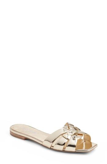 Women's Saint Laurent Tribute Slide Sandal .5us / 37.5eu - Metallic