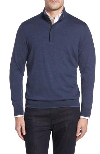 Men's Paul & Shark Stand Collar Henley Sweater, Size - Red