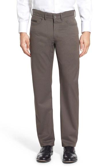 Men's Ballin Flat Front Solid Wool Blend Trousers - Beige