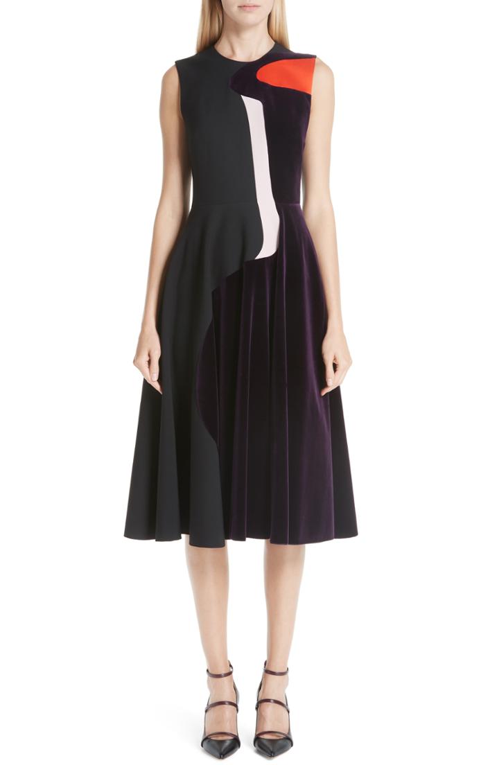 Women's Roksanda Velvet & Cady Fit & Flare Dress Us / 12 Uk - Black