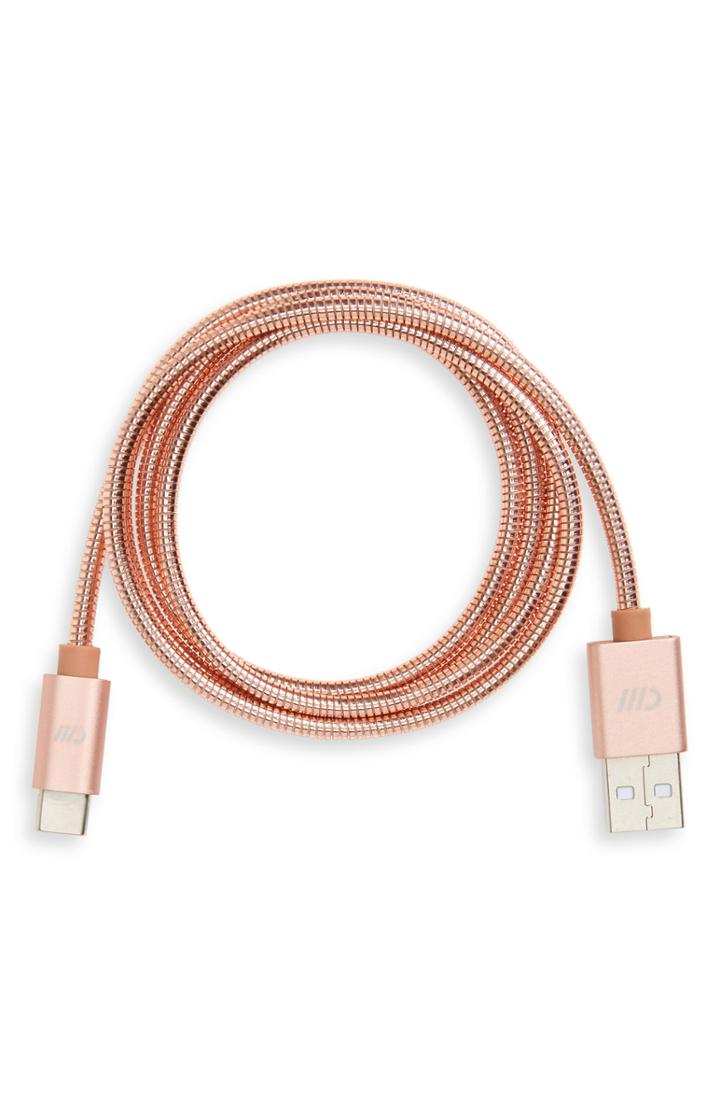 Candywirez 3-foot Usb-c To Usb Stainless Steel Charging Cable