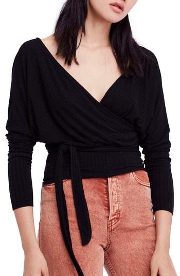 Women's Free People East Coast Wrap Top - Black