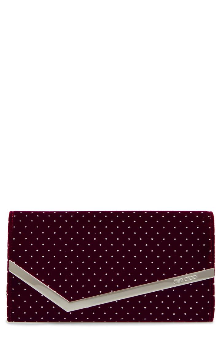 Jimmy Choo Emmie Glitter Spotted Velvet Clutch - Purple