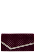 Jimmy Choo Emmie Glitter Spotted Velvet Clutch - Purple
