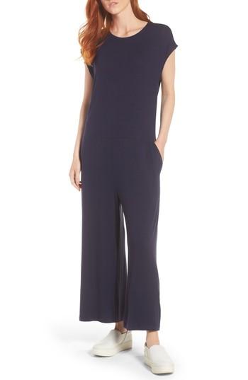 Women's Eileen Fisher Cropped Wide Leg Jumpsuit, Size - Blue