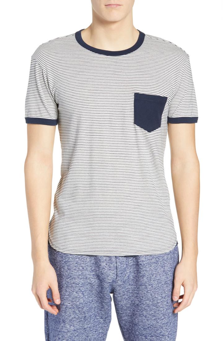 Men's Sol Angeles Stripe Ringer Pocket T-shirt - White
