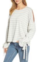 Women's Calson Cold Shoulder Tie Sleeve Tee - Grey