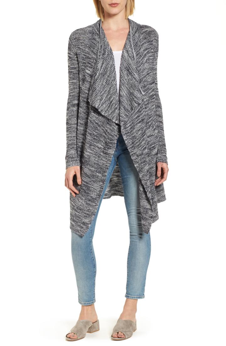 Petite Women's Caslon Drape Collar Cardigan P - Blue
