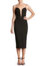 Women's Dress The Population Helen Plunge Neck Midi Dress - Black