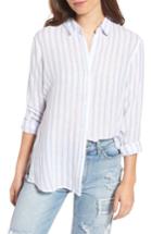 Women's Rails Sydney Vertical Shimmer Stripe Linen Blend Shirt - Blue