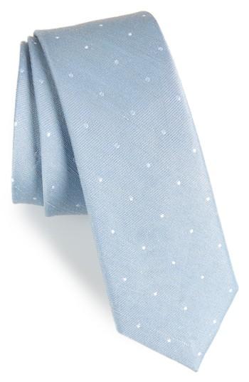Men's The Tie Bar Bulletin Dot Silk & Linen Tie, Size - Blue