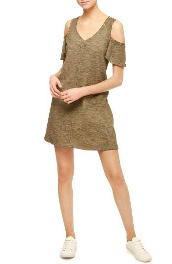 Women's Sanctuary Jolene Cotton Jersey Cold Shoulder Dress - Green