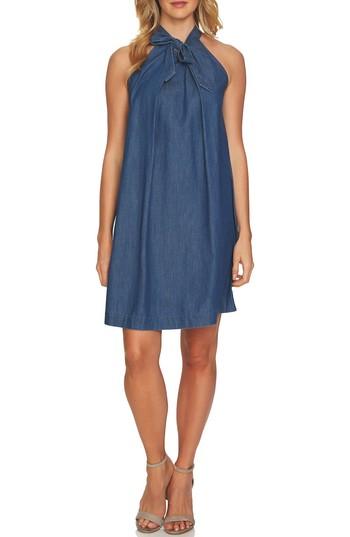 Women's Cece Denim Halter Dress - Blue