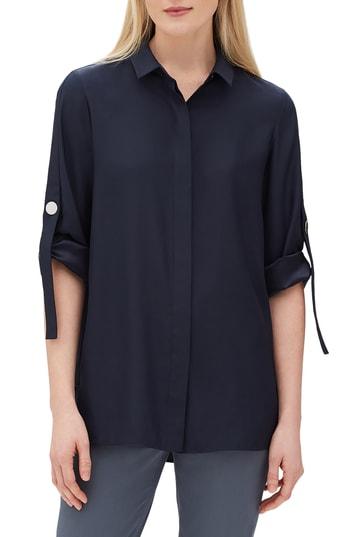Women's Lafayette 148 New York Jeslyn Silk Blouse - Blue