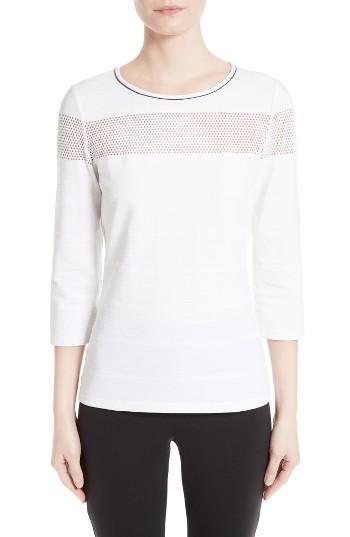 Women's St. John Collection Mesh Stripe Jersey Top