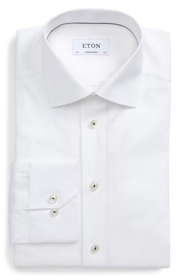 Men's Eton Contemporary Fit Solid Poplin Dress Shirt .5 - White