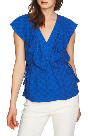 Women's 1.state V-neck Ruffle Edge Top - Blue