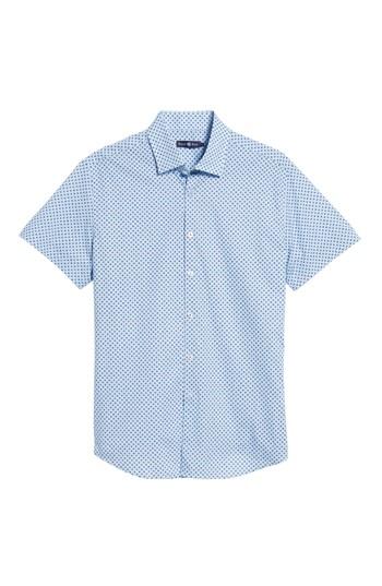 Men's Stone Rose Trim Fit Circle Print Sport Shirt, Size - Blue