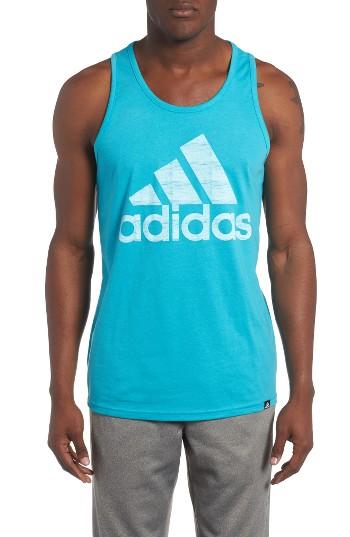 Men's Adidas Climalite Training Tank - Blue/green