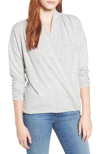 Women's Gibson X Living In Yellow Diana Cozy Knit Wrap Top - Grey
