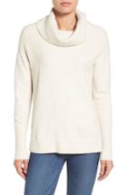 Women's Caslon Cozy Rib Detail Relaxed Turtleneck, Size - Beige