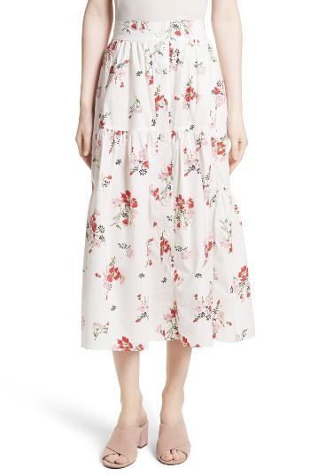 Women's Rebecca Taylor Marguerite Poplin Midi Skirt - Ivory