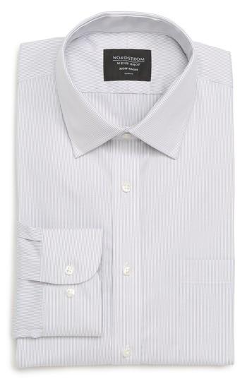 Men's Nordstrom Men's Shop Trim Fit Non-iron Stripe Dress Shirt .5 32/33 - Purple