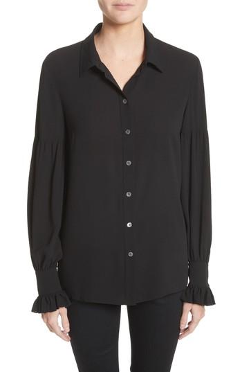 Women's Michael Kors Gathered Sleeve Silk Georgette Blouse