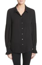 Women's Michael Kors Gathered Sleeve Silk Georgette Blouse