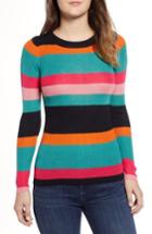 Women's Cotton Emporium Rainbow Skivvy Stripe Sweater - Green